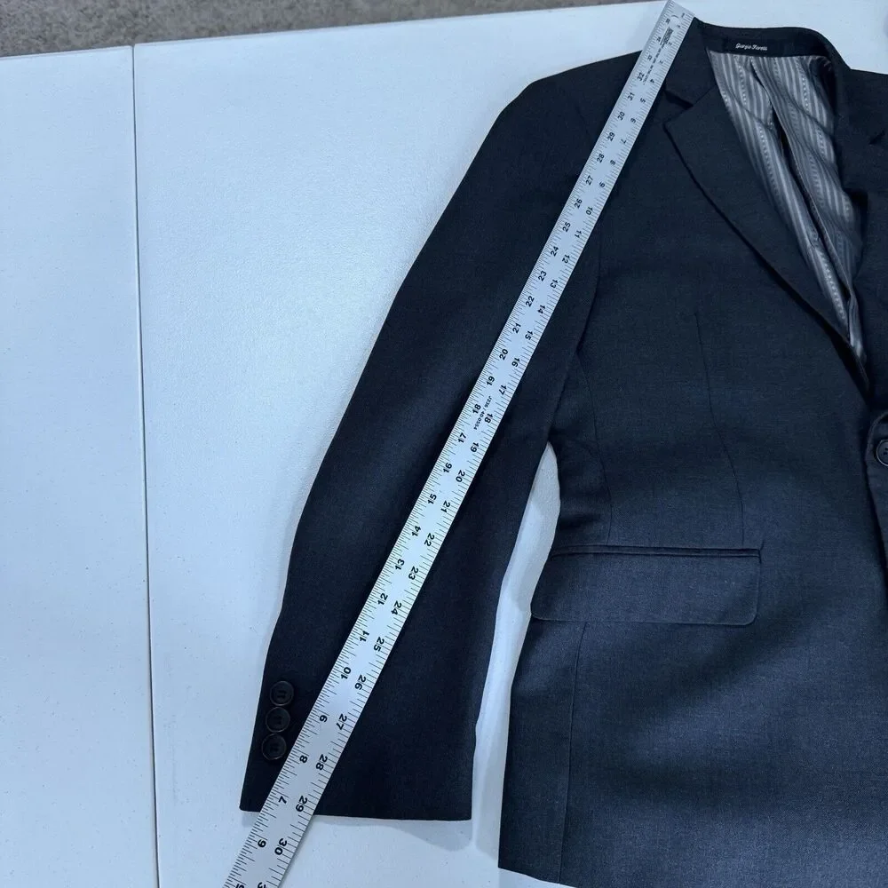 Giorgio Fiorelli Mens Suit Jacket 40 Charcoal Gray Euro Slim‎ Fit Blazer Formal